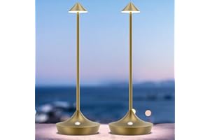 bravzurg Lamparas de mesita de noche inalambrica, Moderna lampara de mesa LED recargable impermeable y portatil 6000mAh, lámparas bateria sin cables, para exterior, terraza, jardin, restaurante