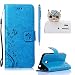 Produktbild für Nokia Lumia 630 Hülle Leder ,SKYXD Drucken Schmetterling Blumen Prägung Motiv PU Folio Ledertasche [ Standfunktion / Magnetverschluss / Kartenfächer] Einfarbig Handyhülle 3 in 1 Handytasche mit Eule Staubstecker + Eingabestift für Microsoft für Nokia Lumia 630 Schutzhülle - Blau