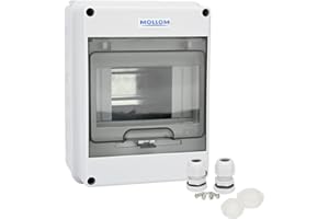 MOLLOM 5 Way Circuit Breaker MCB Distribution Protection Box with DIN Rail, IP65 Waterproof,for Indoor and Outdoor