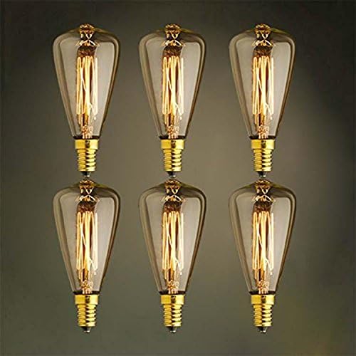 TY@ vintage Edison incandescent bulb E14 dimmable 2300 K 280 ST48 lumen warm white filament Fadenlampe for retro nostalgia industry style bulbs, 25w, 6PCS