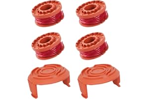 ERSHENGSAN 6 PCS Worx Strimmer Spool Replacement for WG151/WG163E Series/WA0004-0.065" (1.65mm) Autofeed Nylon Line, Lawn Trimmer Spool Line Replacement Accessories(4 Spools, 2 Caps)