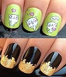 NAIL DECALS WATER TRANSFERS STICKERS ART SET #45. PLUS A LARGE GOLD LEAF SHEET FOR CUSTOM DESIGNED NAILS! SUPER CUTE KAWAII CARTOON KITTENS CATS PLAYING WITH LOVE HEARTS & MUSIC NOTES WRAPS & STUNNING 24KT GLIZZY GOLD LEAF FOR FULL HOLLYWOOD NAILS! ALL CAN BE USED WITH NATURAL GEL ACRYLIC STICK ON NAILS! USE ALONE OR WITH GLITTER DUST CAVIAR BEADS ALLOYS DECORATIONS CONFETTI FIMO SHAPES TAPE PENS RHINESTONES - GET CREATIVE!