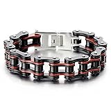 Condición:100% brand new COOLSTEELANDBEYOND Grandes y Pesados, Pulsera de Hombre, Brazalete de Acero Inoxidable, Bike Chain, Cadena Bici, Color Rojo Negro