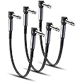 RUXELY Guitar Patch Cables 30CM 3-Pack,6.35MM Effects Pedal Board Cord,Nylon Braided 1/4" Right-Angle Instrument Audio Cable,Pedalboard Connector TS Copper Wire for Amp/Amplifier,Mixer,Electric Bass