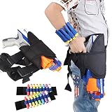 Diseño de doble cinturón que puede sujetar la pistola de juguete Nerf en la cintura o pierna y evitar resbalones.