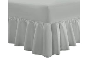 MARILYN BED & BATH Marilyn Bed and Bath Easy Care Non Iron Percale Pollycotton Valance Fitted Sheet (Silver, Single)