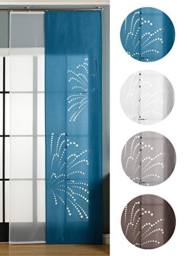 2er-Pack Schiebegardine Flächenvorhang Rodez Lasercut Wildseide Optik Voile , Weiß, 245×60 cm (HxB) inkl. Paneelwagen und Beschwerungsstangen, 165640 - 2