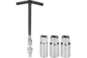 Crozgan Black Spark Plug Tool Set Spark Plug Socket Wrench T-Handle Plug Socket Spark Plug Removal Tool Steel Spark Plug Spanner 16mm 18mm 21mm