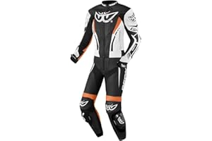 Berik Monza Abito donna in pelle moto a due pezzi, nero/bianco/arancione, 44