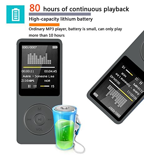 Mp3-Player-80-Hours-Playback-8GB-Digital-Music-Player-with-Built-in-Speaker-FM-Radio-Voice-RecorderAlarmBricks-Movie-play-Function-and-Expandable-Up-to-128-GB-Black