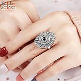 ZXLIFE Uhr Ring National Wind Mädchen Ring Uhr Schulmädchen Ring Uhr Vintage Thai Silber Finger Tisch Clamshell Persönlichkeit Mini Wasserdicht,A