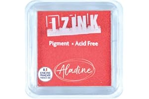 Aladine - Encreur Izink Pigment Red - Grand Encreur à Séchage Lent - Scrapbooking, Embossing et Carterie Créative - Taille L - 8 x 8 cm - Couleur Rouge