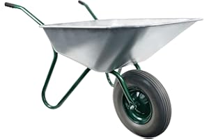 RAVENDO Schubkarre Vollgummi mit Vollgummirad Vollgummireifen Bauschubkarre Schubkarren pannensicher Scheibtruhe Gartenkarre BD 1002 | 100 Liter Mulde | PU Rad kugelgelagert | 150kg Tragkraft | Grün