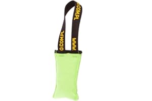 DINGO WALDEMAR RUTKOWSKI Dingo Hundespielzeug Beisswurst Agility Baumwolle mit Griff handgefertigt für Bisstraining Apportieren Schwimmend Schwimmfähig 15 x 6 cm Grün 15603