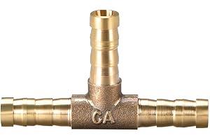 TOP-VIGOR 2Pcs 6mm Brass Barb Splicer Fitting, 3 Ways T-Shaped Fuel Hose Barbed Connector, Garden Tube Barbed Splitter Fitting for Water Fuel Gas Air Oil