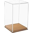 HMF 46881 Acrylic Display Case with Wooden Base for Figures 14 x 14 x 22 cm Transparent