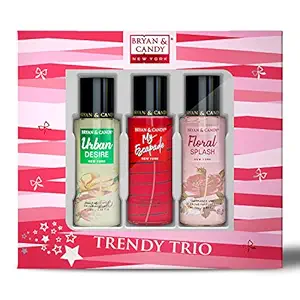 Bryan & Candy NewYork Body Fragrance Mist Spray TRIO Combo Valentines Gift Set For Women, 115 ml Each (Pack of 3) No Gas Perfume