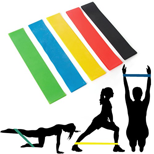 Widerstandsbänder Beine / Fitnessbänder Gummi Ring / 5er Set Stark Gymnastikbänder / übungsband Therabänder Kraftsport für Beine und Arme Ideal für Reha Physiotherapie Pilates Yoga Crossfit zu Hause Training oder im Freien - 9