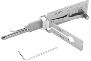 Kw5 2 in 1 Lock Pick and Decoder Tool, Iron Master Key Decoder, Professional Locksmith Tool Car Key Reader, Stainless Steel Auto Lock Picking kit for Beginners