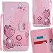 Produktbild LEMORRY Motorola Moto G5 Hülle Tasche Leder Flip Cover Case Schutzhülle Slim Bumper Schutz Magnetisch Soft Beutel Haut Weich Silikon Cover Schale Mit Kreditkarten-Slot, Schön Katze