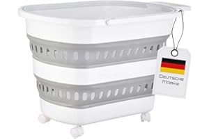 König Design Cesto portabiancheria pieghevole in plastica con ruote, 38 litri, pieghevole, con ruote, cesto portabiancheria portatile, cesto salvaspazio 60,5 x 39,5 x 34,5 cm