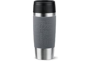 Emsa N20205 Travel Mug Classic Isolierbecher 0,36 Liter | neuer Komfort-Schraubverschluss | Edelstahl | 4h heiß und 8h kalt | 100% dicht | spülmaschinenfest | 360°-Trinköffnung | Dunkelgrau