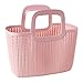 Produktbild Tragbarer Aufbewahrungskorb, Rattan, Wäschekorb, Aufbewahrungsbeutel für Kleinteile, Wäsche, Spielzeug, Lebensmittel, Einkaufen, Küche, rosa