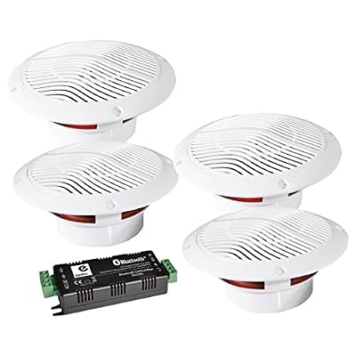E-Audio - Haut-parleur de plafond de salle de bain - Amplificateur Bluetooth sans fil - Résistant à l'eau 4 Way multicolore