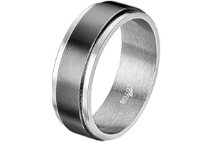 LOTUS STYLE Anillos Hombre - Anillo Acero Inoxidable Hombre 316L - Diseño Ergonómico y Ajuste Perfecto Talla 26 - Plateado LS2395-3/226 22.80 mm - Resistente al Agua