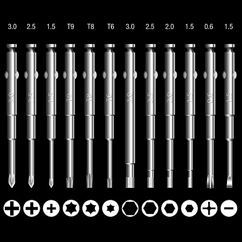 Mini Schraubendreher Set,Drillpro 13-teilig Magnetische Präzisions Schraubendreher Reparatur Werkzeug set,Magnetisierbar, Torque, Schlitz, Kreuzschlitz, Etui in Lederoptik für Handy PC Laptop Macbook - 4