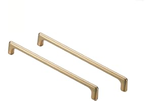 Dreneco 2pcs Poignée Meuble Cuisine, Poignées de Tiroir en Laiton Brossé Moderne Européenes Poignee de Porte de Cuisine Salle de Bain, Entrax de trou 224mm