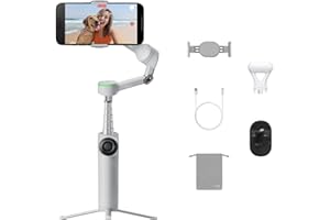 Insta360 Flow 2 Pro Vlog Bundle Grau - Faltbarer AI Phone Gimbal, Tracking in 200+ Apps mit Apple DockKit, 360º-Pan-Tracking, integr. Stativ/Selfie-Stick, Fernbedienung, Spotlight/Rucksackhalterung