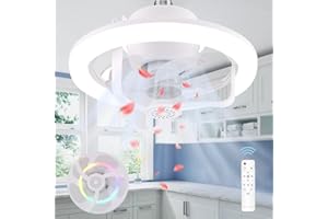 Anyingkai Lampadario con Ventilatore da Soffitto,Luce con ventilatore da soffitto, Ventilatore da Soffitto con Lampada RGB,Rotazione a 360°E27 Ventola Soffitto16 Light Color Change e 3 Velocità Della