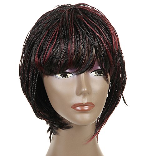 newfeibin NEWFB Synthetic Lace Front Wigs Small Box Braided Wigs for Black Women Short Wigs 12"(1B/BUG)