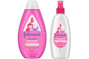 SAESR Johnson's Kids Shampoo and Kids Conditioner Spray. Mild Childrens Shampoo and Detangler Spray. Hypoallergenic and pH-Balanced Kids Toiletries (2-Pack Shiny Drops).