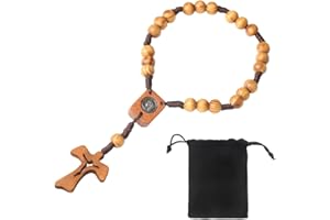 NOPKESV Rosenkranz handgemacht in Jerusalem, Geschenk, Taufe, Kommunion, Christliche Feiertage, Geburt, Geburtstag, Autoschutz, Haus