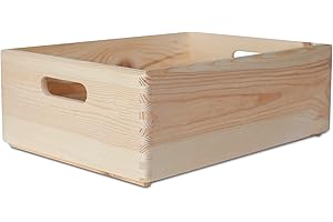 Creative DECO XL Grande Caja Madera Decorativa Almacenaje | 40 x 30 x 14 cm (+/-1cm) | Asas | Cesta Cajón Baúl Cofre Navidad Decoupage Decorar Fruta Documentos Objetos Juguetes Herramientas