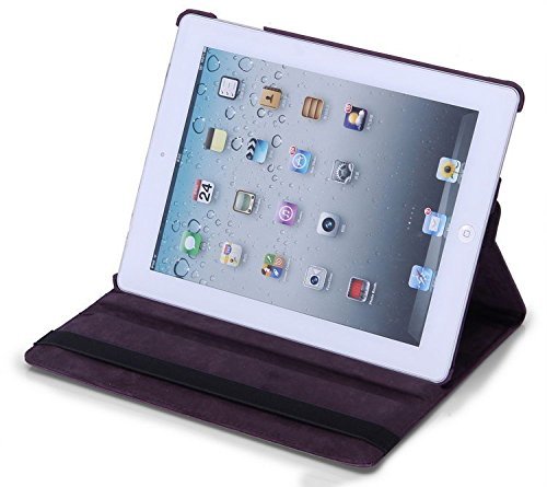 Zonewire Lederhülle (für Apple iPad 2 / 3 / 4, mit 360 Grad-Schwenkfunktion und Displayschutz) violett - 2