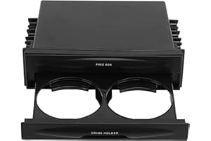 AYNEFY Tasca per Radio DIN Singola, Tasca di Scarico Stereo per Cruscotto, Scatola Portaoggetti per Autoradio, 2 in 1, Portabicchieri Nero a 2 Strati per la Raccolta di Oggetti