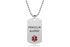 LSxAB Red Medical Alert ID Necklace for Men Women Emergency First Aid Seniors Health Alarm Laser Engraved Pendant Stainless Steel Jewellery