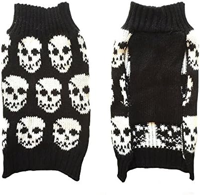 Westieclub Cute Soft Halloween Style Black/White Skull Pattern Pet Puppy Dog Sweater Jumper Clothes Coat (XXL)