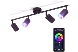 ‎ADDLON addlon LED Deckenstrahler 4 Flammig Dimmbar, Smart LED Deckenleuchte Schwenkbar Deckenlampe 16 Mio. Farben, Steuerbar via App Kompatibel mit Sprachassistent (inkl. 4x5W GU10 LED Brine)