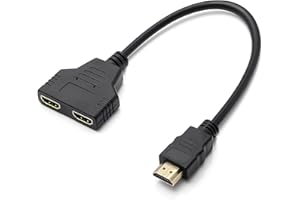 ltteea Répartiteur HDMI 1 entrée 2 sorties adaptateur de câble HDMI mâle vers double femelle 1 vers 2 voies adaptateur HDMI moniteur adaptateur 2 ports HDMI prise en charge pour LED LCD DVD TV double