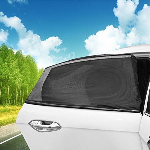Preisvergleich Produktbild 2 PCS Seite Auto Heckscheibe Bildschirmschutz bedeckt, Schwarz Mesh Auto Fenster Sonnenschutz für UV-Schutz Insektenschutz-Fenster Sonne Schatten Mosquito Cover