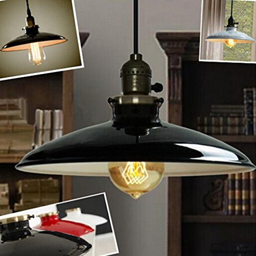 Industrie Retro Kronleuchter Installation Während Lampenschirm Restaurant Dekor Shade(Schraubsockel E27,gerade Lampenschirm,keine Glühbirnen) – Schwarz-Weiss - 8