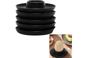 liyun Set di 6 portauova, in plastica, infrangibile, da Campeggio, con Pratico ripiano e Protezione per troppopieno, Nero Opaco per Uova Dure in Plastica Piatti per Uova Vassoio