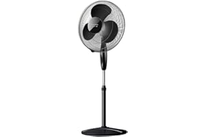 Taurus Greco 16CR Elegance - Ventilateur sur pied 40W, oscillant, base ronde, hauteur ajustable, système d'oscillation automatique / Inclinaison réglable, 3 lames / diamètre 40cm, silencieux