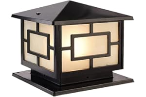 Chao Zan Nordic Retro Design Outdoor Post Lights Rainproof IP55 Lamp Posts Luxurious Power Connection High Temperature Resistance Anti-Corrosion Lighting Fixtures Apply to Path Garage（Black,25cm