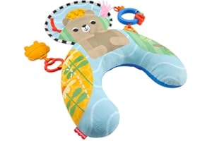 Fisher-Price Babyspielzeug Spielkissen für sensorische Abenteuer in Bauchlage, Körperstütze für Neugeborene mit Beißring und Rassel, Aktivitäten für Babys ab 0 Monaten, JHB44