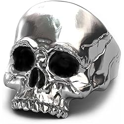 EVBEA Anillo de Plata para Hombre Diseño de Calavera Ideal como Regalo para el Día del Padre (Oro Blanco Chapado, 14)
